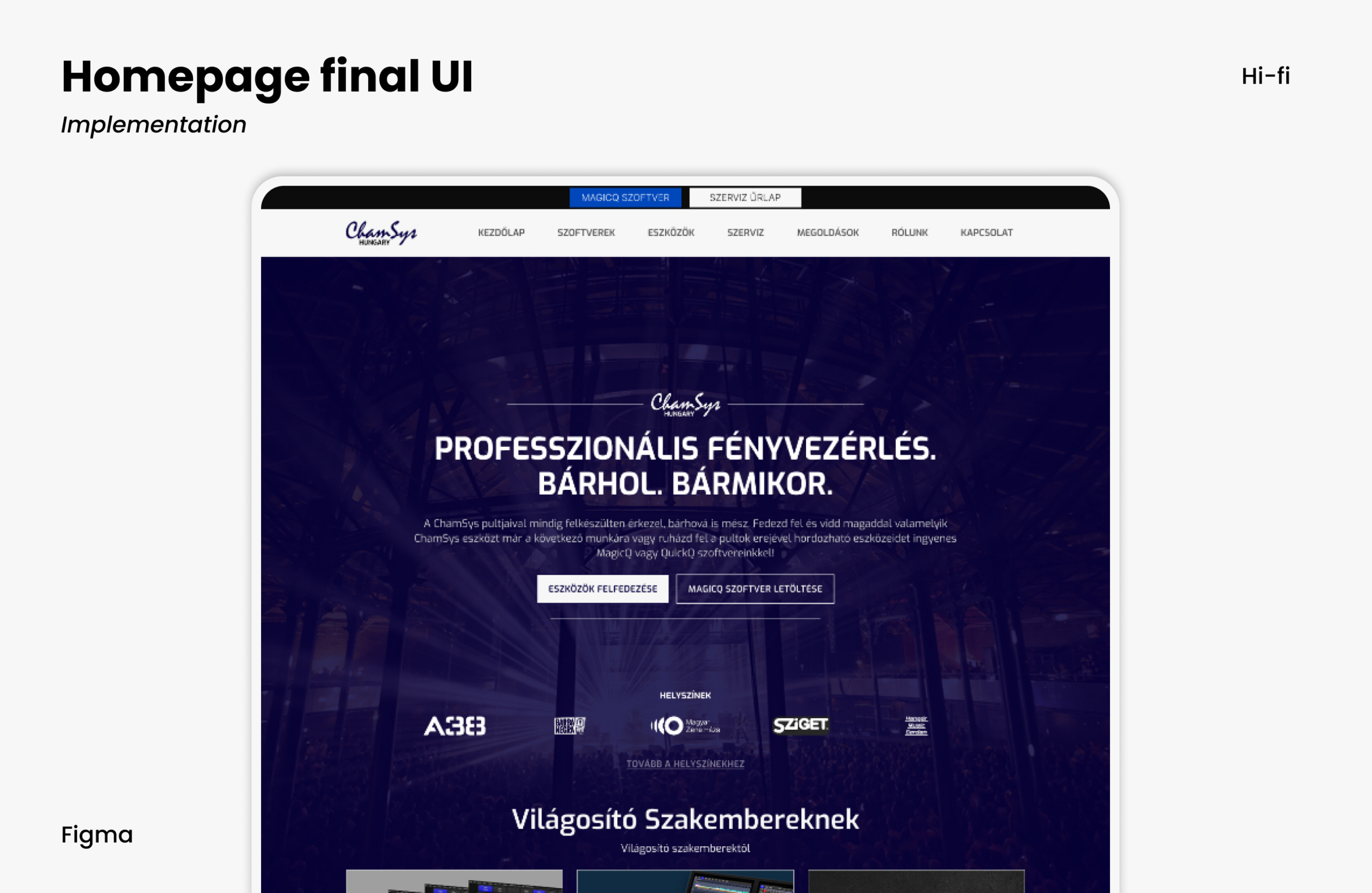Kezdőlap — végleges UI